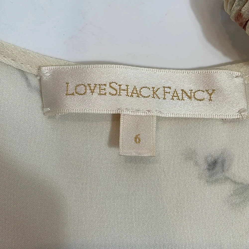 LoveShackFancy Angie Dress Size 6 Delicate Floral 100% Silk Maxi Dress - Picture 9 of 13